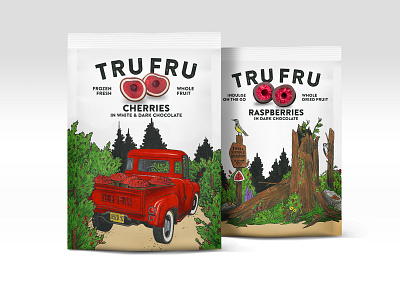 Tru Fru branding candy cherries colored pencil food illustraion nature snack truck