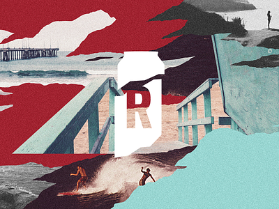 Torn beach beer branding california collage illustration logo ocean paper pier surfing