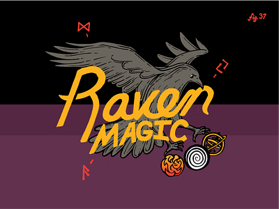 Raven Magic beer bird bottle branding brewery illustration lettering magic mead packaging raven
