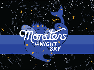 Monsters Of The Night Sky beer bottle branding illustration lettering monster packaging typography