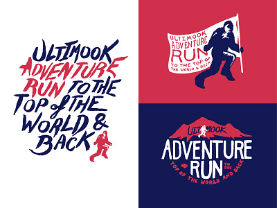 Adventure Run flag illustration lettering logo oregon running sasquatch script