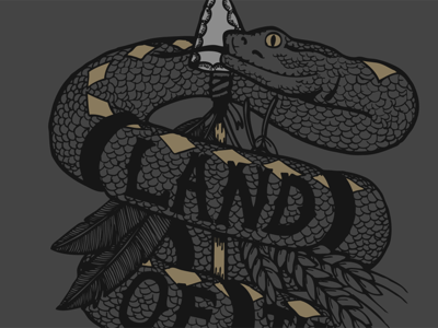 LAND arrow feathers illustration lettering screenprinting shirt snake