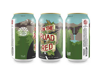 On The Road Red beer can illustration lettering oregon packaging typography