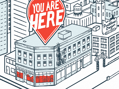 HERE architecture city illustration lettering oregon portland