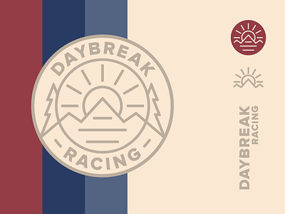 Daybreak badge branding icon logo mountain running tree