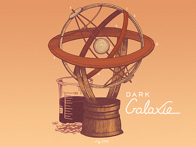 Dark Galaxie beer brewery denver illustration lettering science space tools