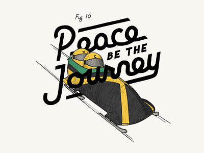 Peace Be The Journey beer bobsled illustration jamaica label lettering typography winter