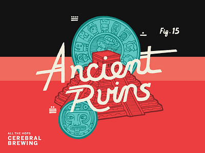 Ancient Ruins beer coin denver illustration label lettering mayan packaging pyramid
