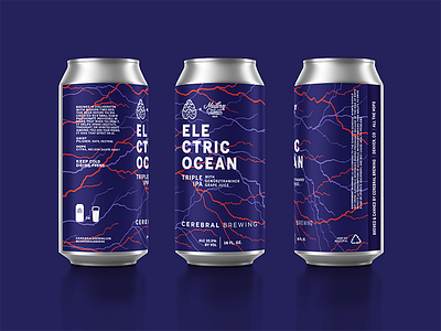 Electric Ocean beer brewery california can colorado electricity illustration lightning packaging typography