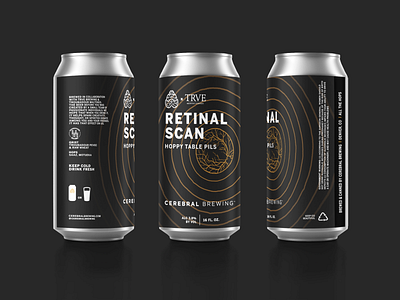 Retinal Scan beer black can design eye packaging science typography