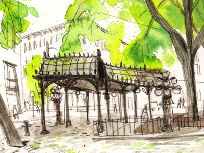 Pioneer Square seattle sketchbook watercolor