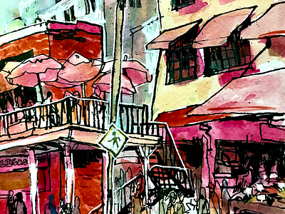 Market illustration seattle urban sketching watercolor