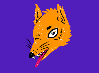 fox animal animal art animal illustration cartoon design digital fox illustration orange procreate raster red violet