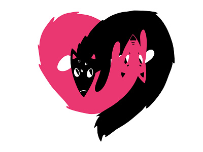Foxes in love animal design fox heart illustration love sticker sticker design