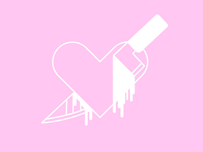 heart&knife blood design heart illustration knife love pink sticker vector