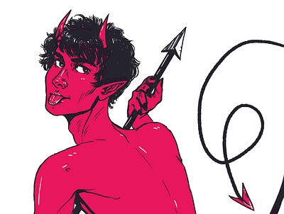 070819 beast boy demon hell illustration pink raster sticker