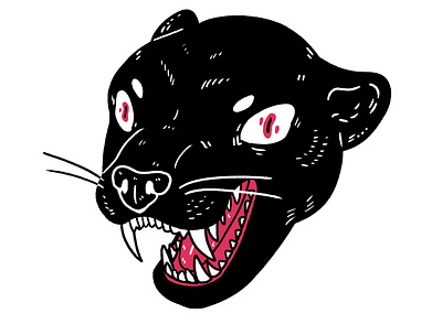black panther animal black black and red black cat cartoon design illustration panther pink raster sticker