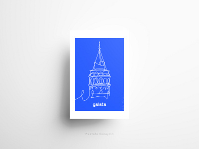 Galata Line Poster beyoğlu blue design flat galata galata tower istanbul line line art lineart linework poster poster design tower turkey türkiye