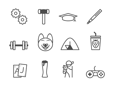Fun Icons flat hobbies icons illustrator minimalist outline