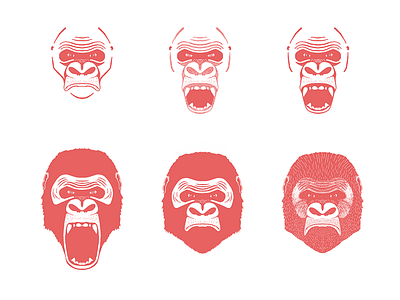 Badass Gorilla animal branding character hand drawn illustration texture