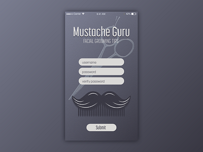 Daily UI 001 - Sign Up app daily ui mustache purple sign up