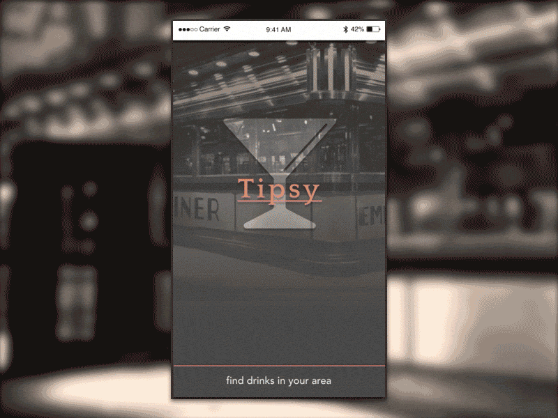 Tipsy app bar location daily ui drinks graphic design mobile design visual design