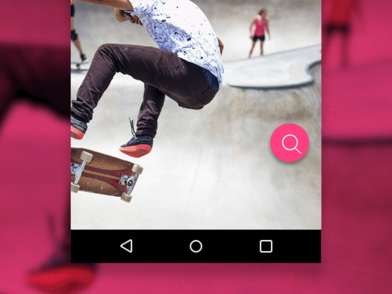 Daily UI 22 Search android animation app button daily ui energy gif icon interaction material pink skateboard