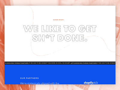 Get Sh*t Done agency branding agency website blue brand design brush pen bva duotone ecommerce hand drawn orange outlined text shopify uxui