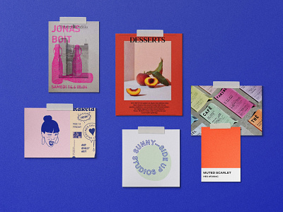 Feminist Teahouse Moodboard blue branding design grunge halftone indigo inspiration moodboard punk silkscreen zine