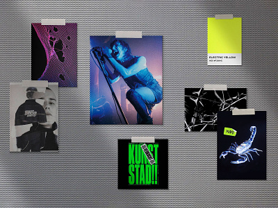 Nine Inch Nails Moodboard angst branding dark design edgy electric emo emotional green grit grunge grungy hardcore metal music neon purple rock