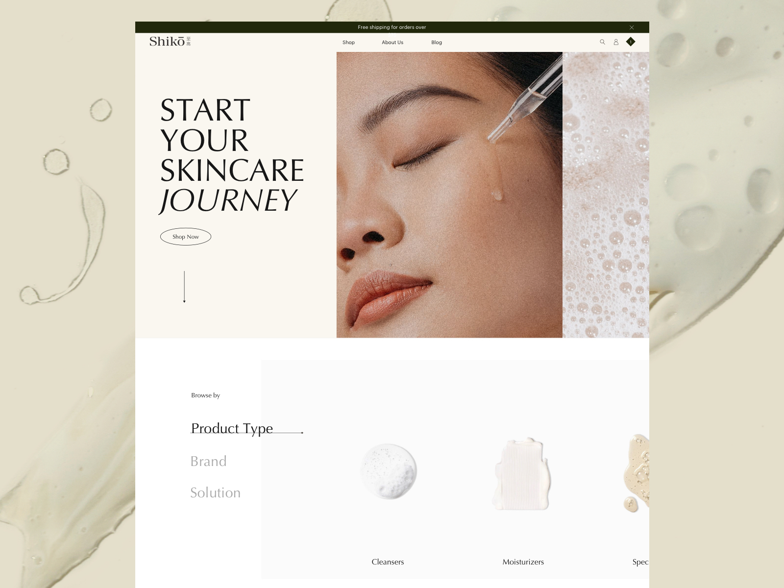 Shikō Beauty Homepage by Courtney on Dribbble