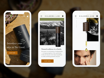 Caldera + Lab Mobile Homepage ecommerce homepage design mobile uxui design