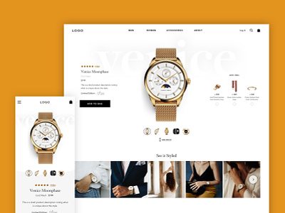 Watch Product Page accessories cta ecommmerce fashion gold pdp product page shop thumbnails ugc upsell watch white space