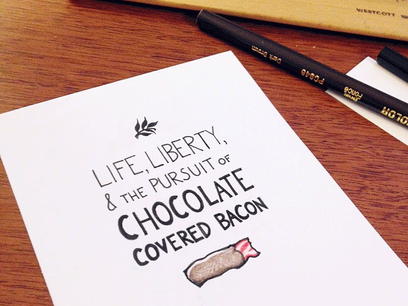 Chocobacon Lettering with ACTUAL BACON. bacon design handmade handwriting illustration lettering