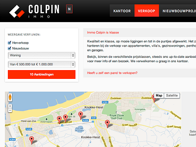 Immo Colpin V2 black helvetica neue real estate red source sans pro website white