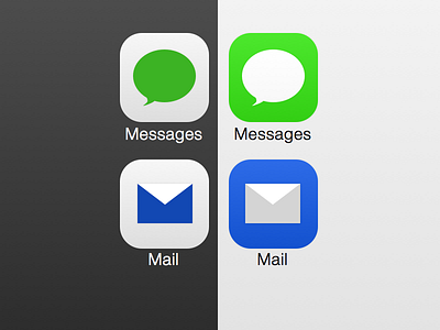 Bold Seven blue buttons design green icons ios ios7 mail messages ui