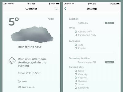 Weather Essentials 004 app ios iphone minimal settings teal watercolor weather