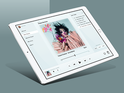 Youbox - Frost - Now Playing angle ipad music player prototype sketch ui
