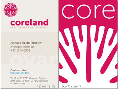 Core Bizz business card magenta museo sans pink