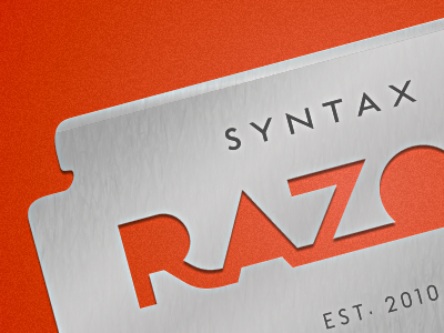 Syntax Razor • Detail final fire grey logo orange steel