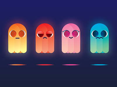 Ghosts of Arcade Past arcade games blinky clyde ghosts illustration inky pac man pinky vector video games