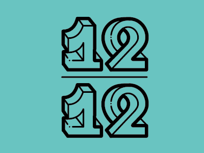 Numerals: 12 design lettering numbers one twelve two type typography vector