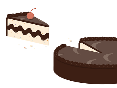 Cake cake cherry chocolate frosting illustration