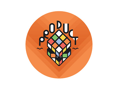Product Team Badge badge illustration rubix cube thick lines typography