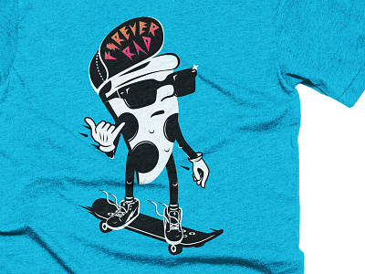 Forever Rad Tee 80s apparel gradient halftone illustration pizza rad skateboard tee type vector