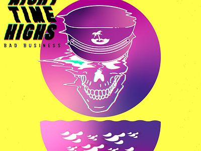 Night Time Highs -Album Cover cyberpunk glitch gradients neon skull skulls sunset tropical vector waves