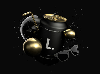 Black and gold summer 3d beer can black c4d cinema4d concept contemporary design digital gold lighting material summertime