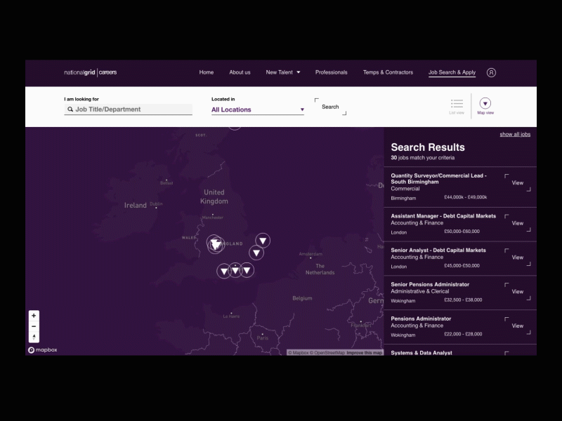 National Grid - Job Locator design digital experiential interaction interactive map ui ux website