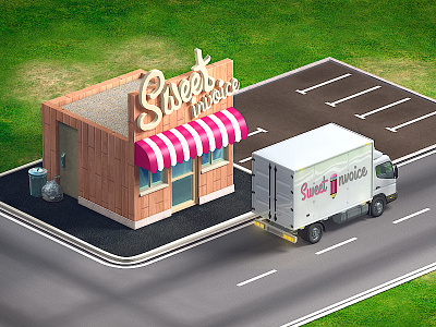 Sweet Shop 3d building grass house invoice maya shop sweet truck