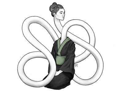 Rokurokubi drawing illustration rokurokubi yokai